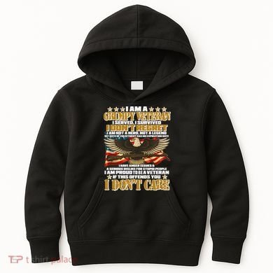 I Am A Grumpy Proud Veteran Funny Kids Hoodie