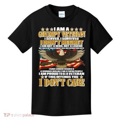 I Am A Grumpy Proud Veteran Funny Kids T-Shirt