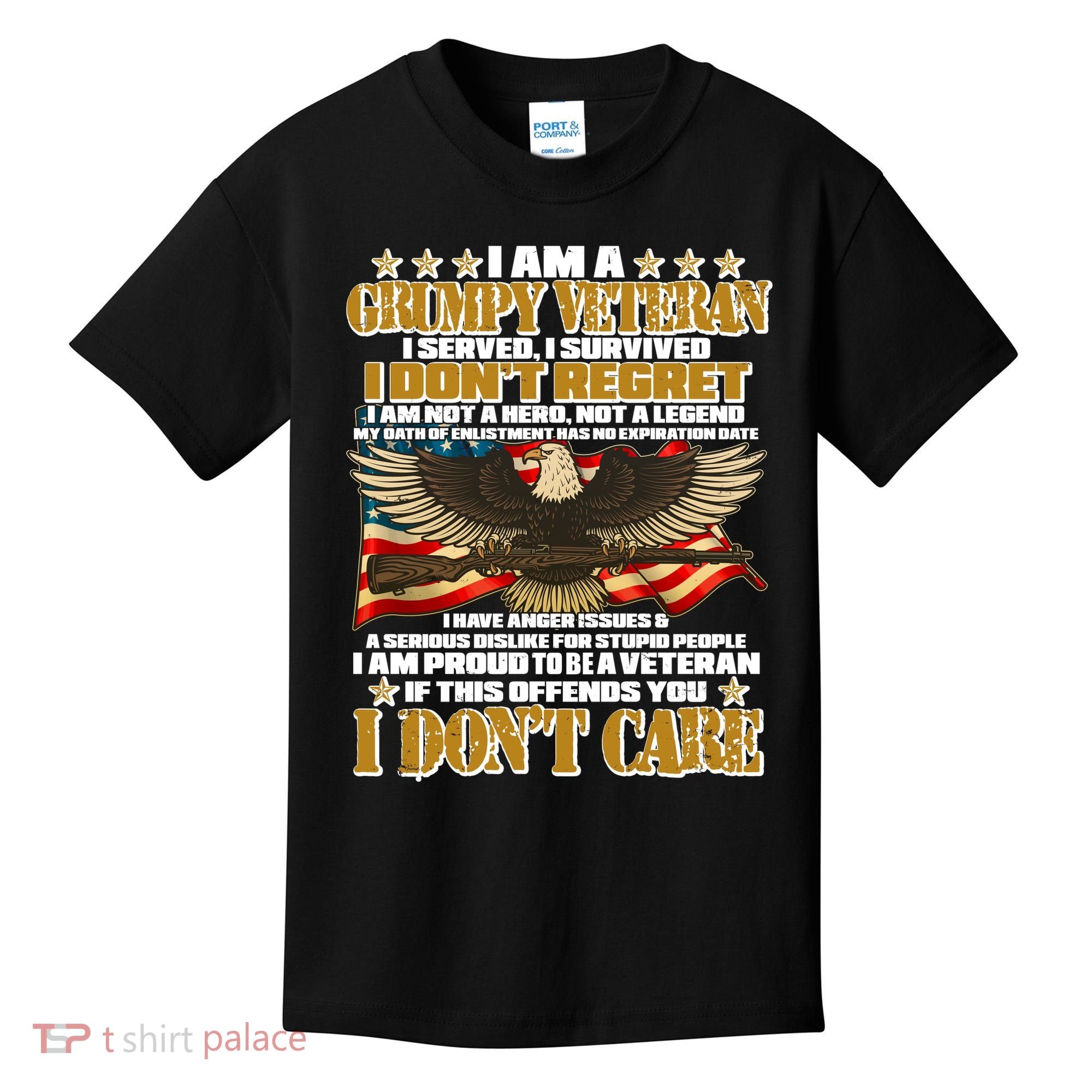 I Am A Grumpy Proud Veteran Funny Kids T-Shirt