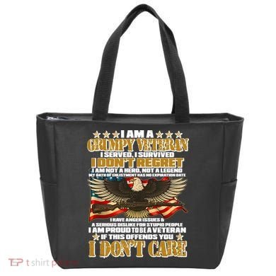 I Am A Grumpy Proud Veteran Funny Tote Bag