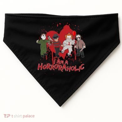 I Am A Horroraholic Funny Halloween USA-Made Doggie Bandana