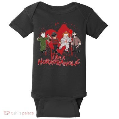 I Am A Horroraholic Funny Halloween Baby Bodysuit