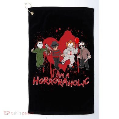 I Am A Horroraholic Funny Halloween Golf Towel