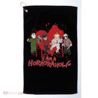 I Am A Horroraholic Funny Halloween Golf Towel thumb 0