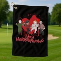 I Am A Horroraholic Funny Halloween Golf Towel thumb 1