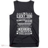 I Am A Lucky Son Funny Awesome Mom Tank Top thumb 0