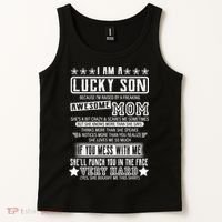 I Am A Lucky Son Funny Awesome Mom Tank Top thumb 2