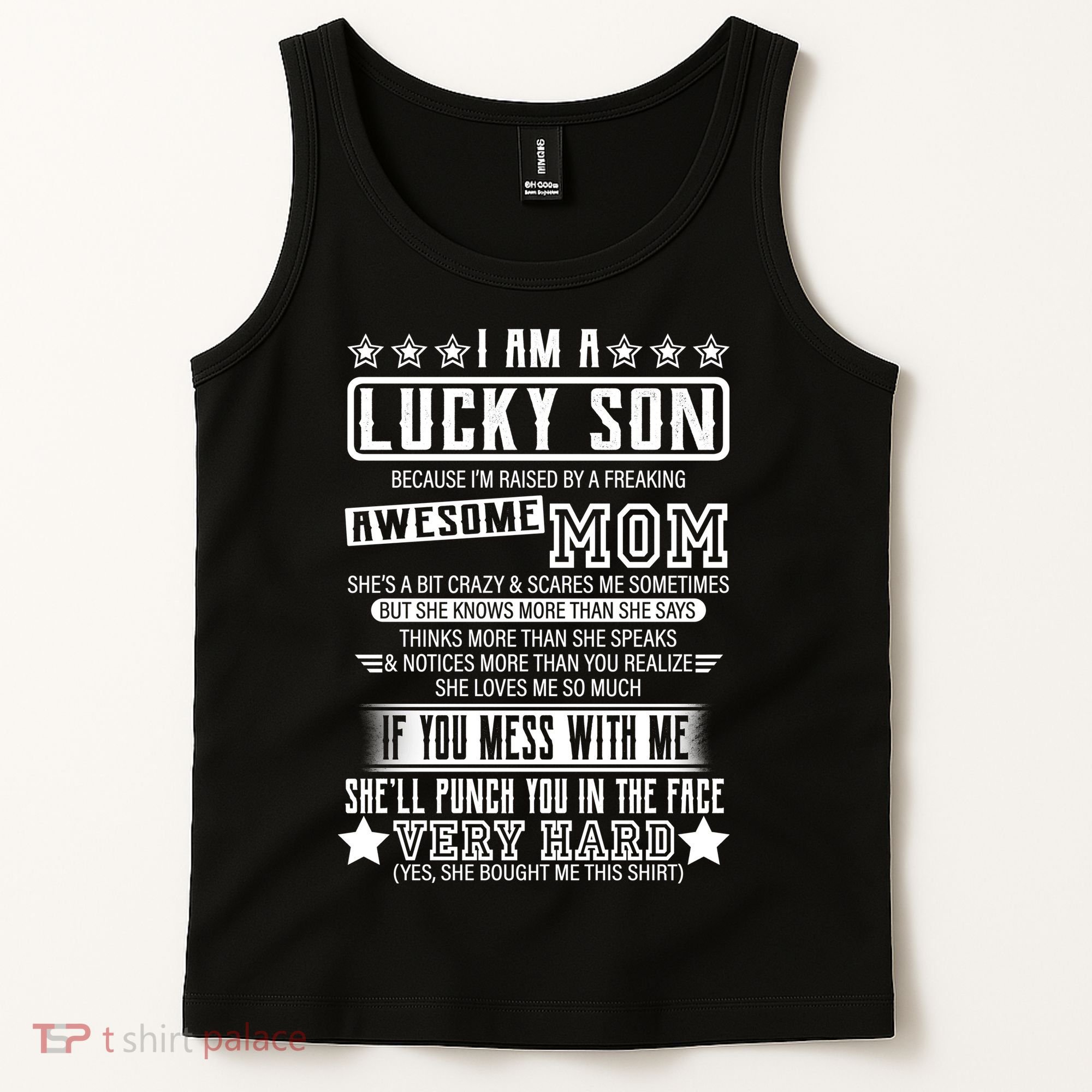 I Am A Lucky Son Funny Awesome Mom Tank Top