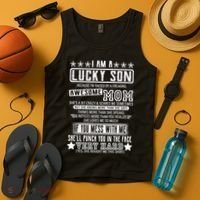 I Am A Lucky Son Funny Awesome Mom Tank Top thumb 4