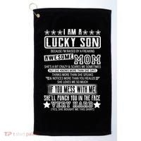 I Am A Lucky Son Funny Awesome Mom Golf Towel thumb 0