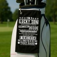 I Am A Lucky Son Funny Awesome Mom Golf Towel thumb 2