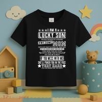 I Am A Lucky Son Funny Awesome Mom Toddler T-Shirt thumb 3