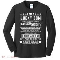 I Am A Lucky Son Funny Awesome Mom Kids Long Sleeve Shirt thumb 0