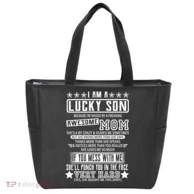 I Am A Lucky Son Funny Awesome Mom Tote Bag