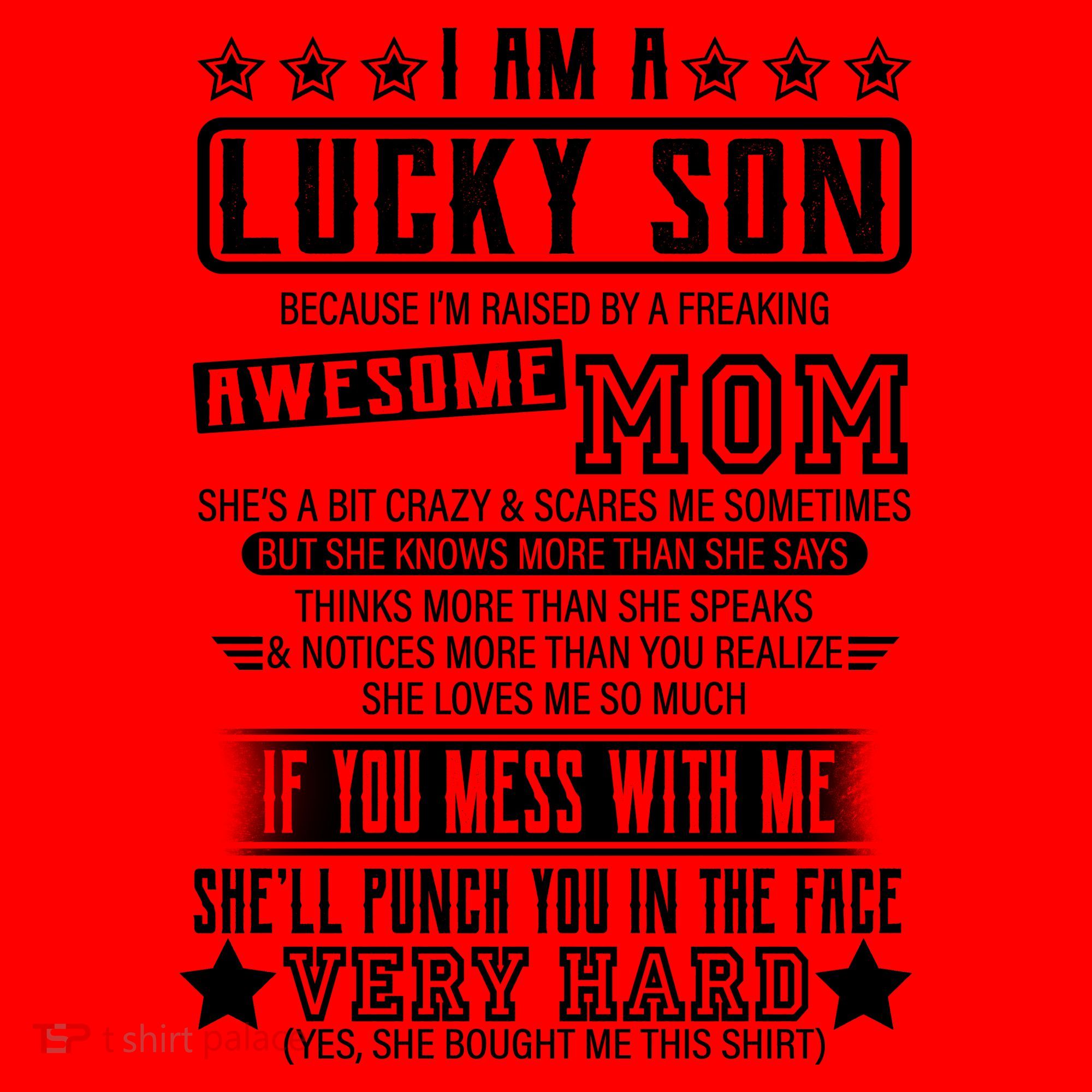 I Am A Lucky Son Funny Awesome Mom Santa Hat