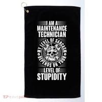 I Am A Maintenance Technician Level Of Stupidity Golf Towel thumb 0