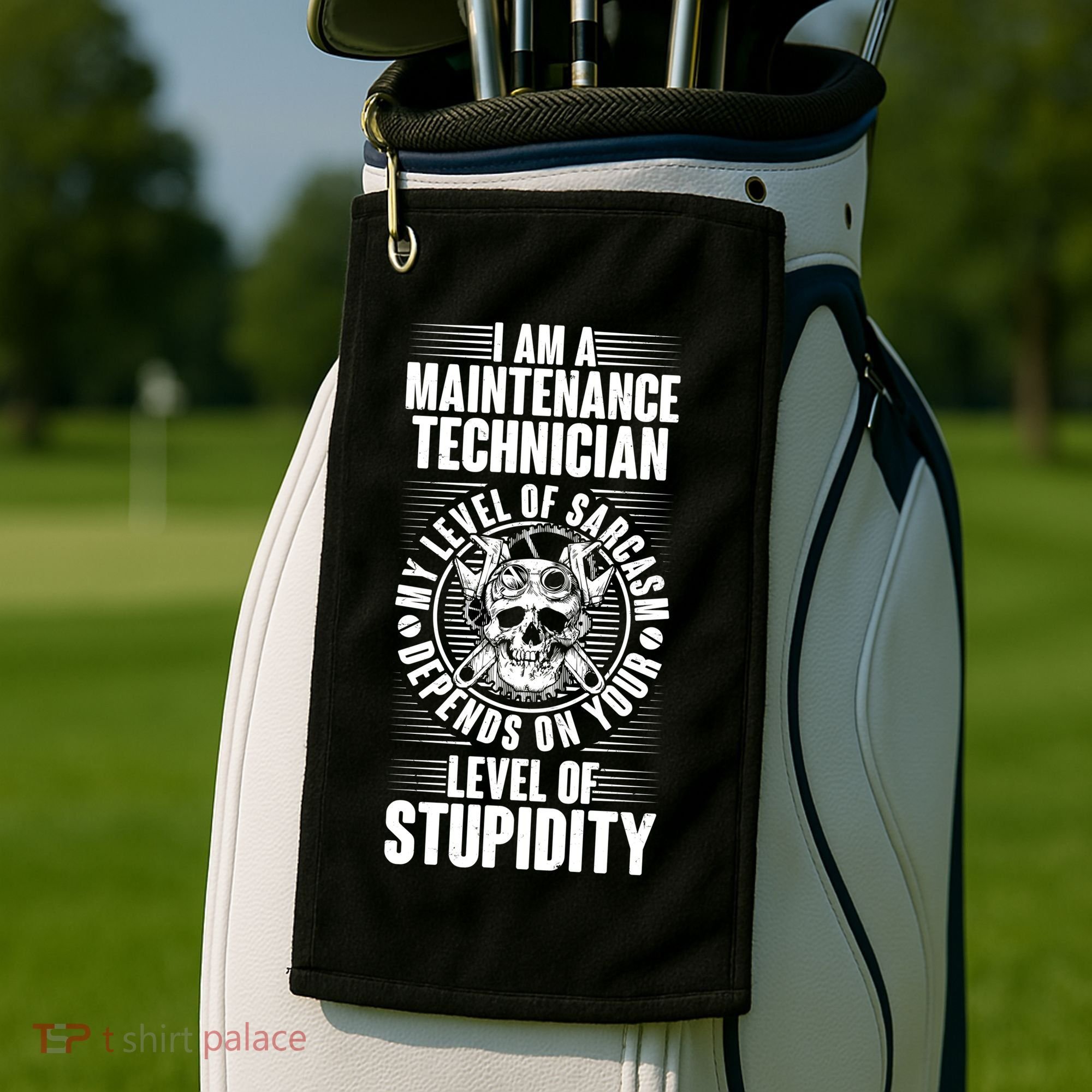 I Am A Maintenance Technician Level Of Stupidity Golf Towel