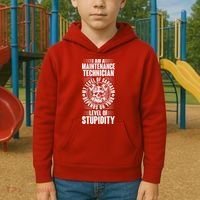 I Am A Maintenance Technician Level Of Stupidity Kids Hoodie thumb 2