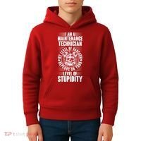 I Am A Maintenance Technician Level Of Stupidity Kids Hoodie thumb 4