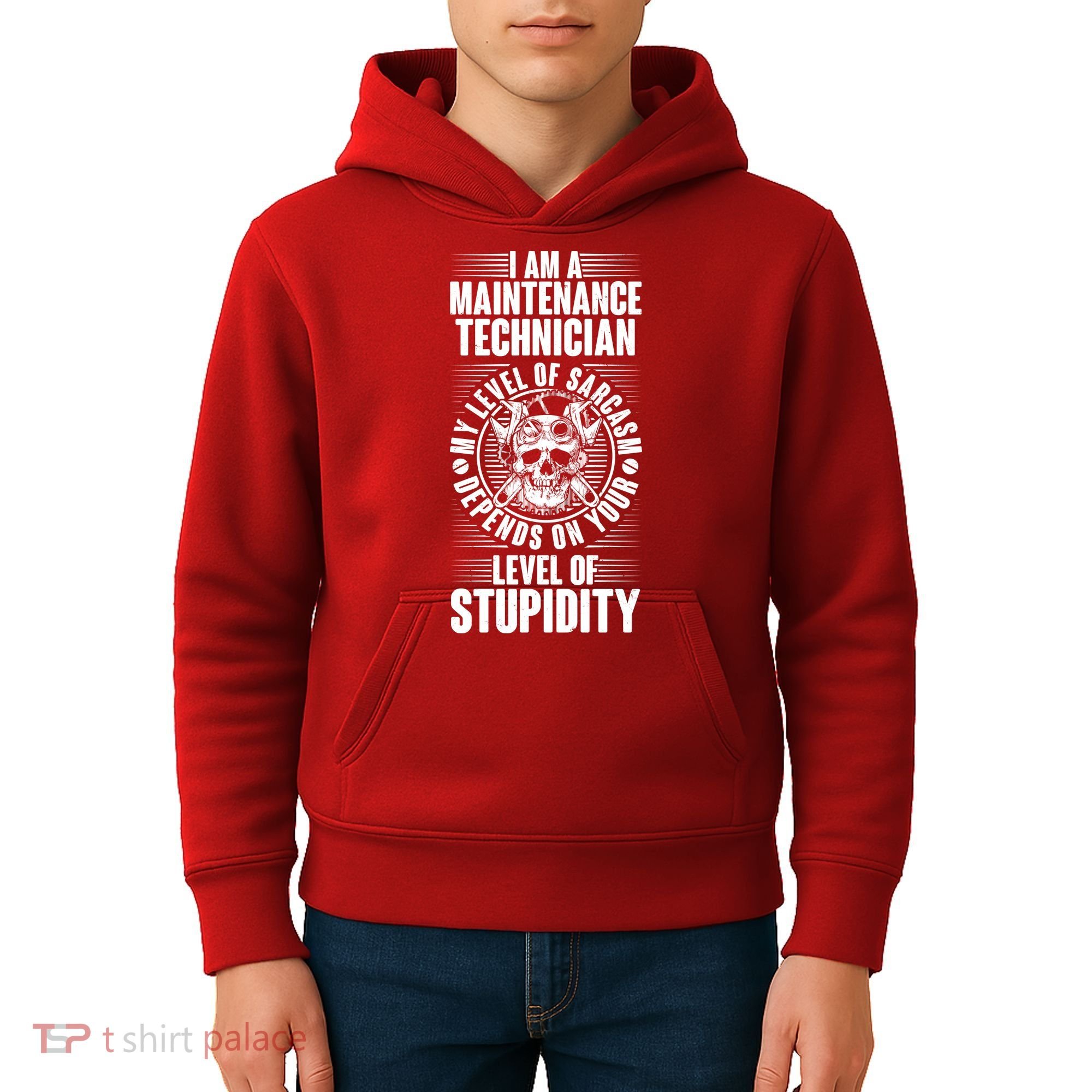 I Am A Maintenance Technician Level Of Stupidity Kids Hoodie