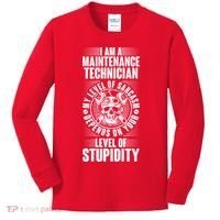 I Am A Maintenance Technician Level Of Stupidity Kids Long Sleeve Shirt thumb 0