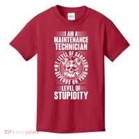 I Am A Maintenance Technician Level Of Stupidity Kids T-Shirt thumb 0