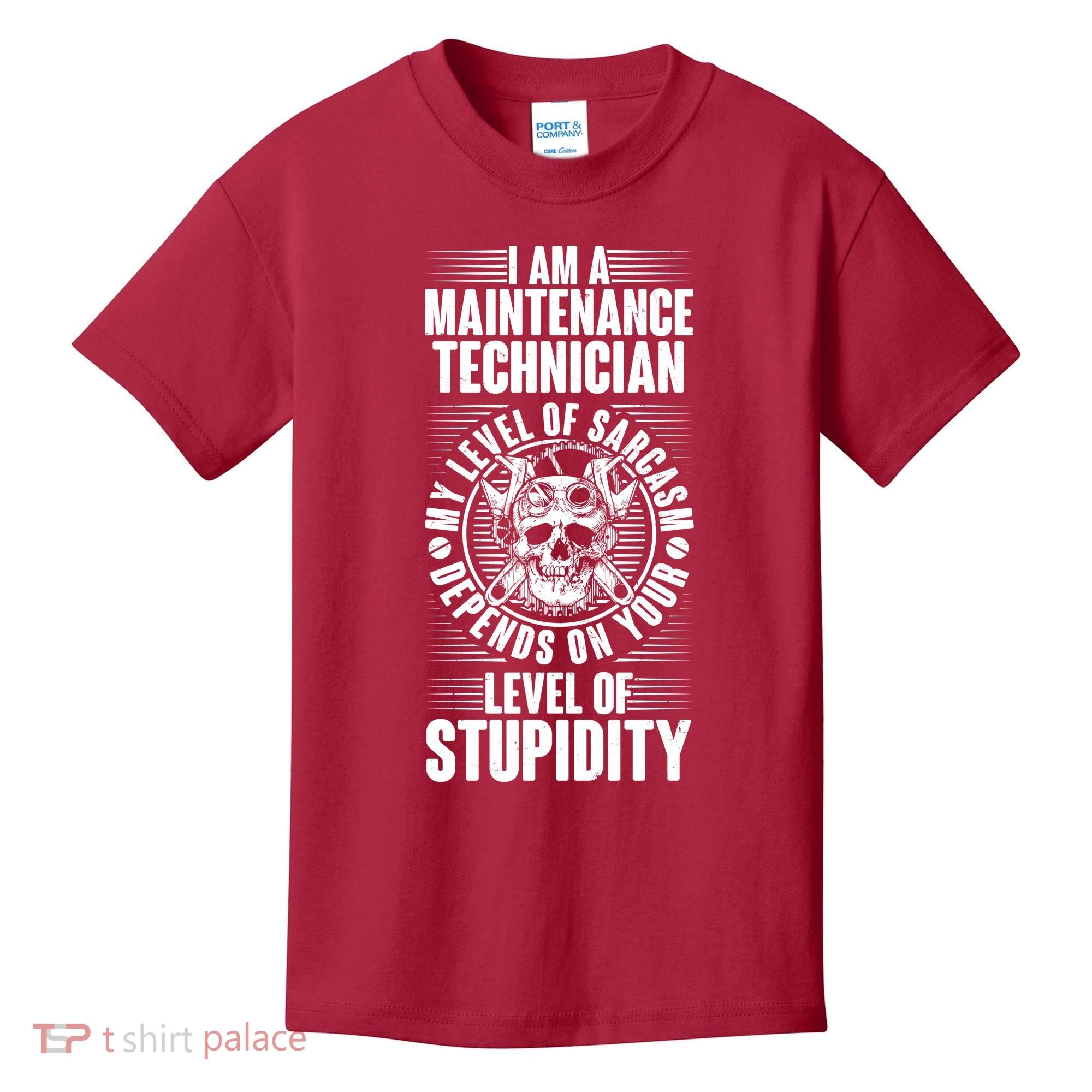 I Am A Maintenance Technician Level Of Stupidity Kids T-Shirt