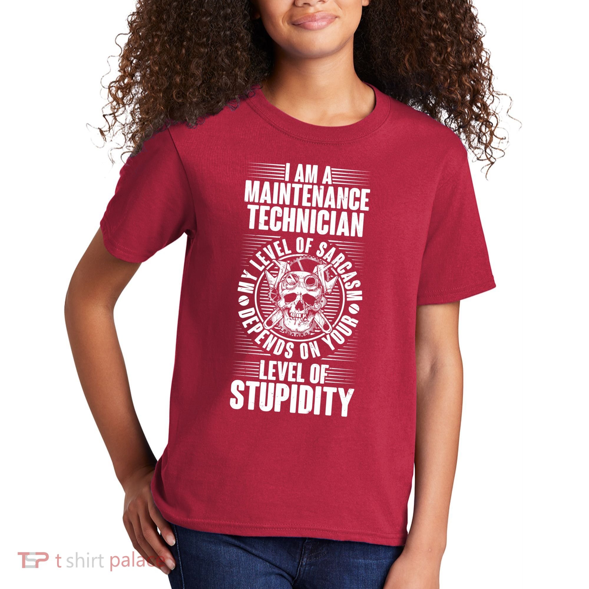 I Am A Maintenance Technician Level Of Stupidity Kids T-Shirt