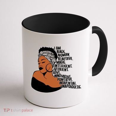I Am A Proud Black Woman Beautiful Powerful Coffee Mug back