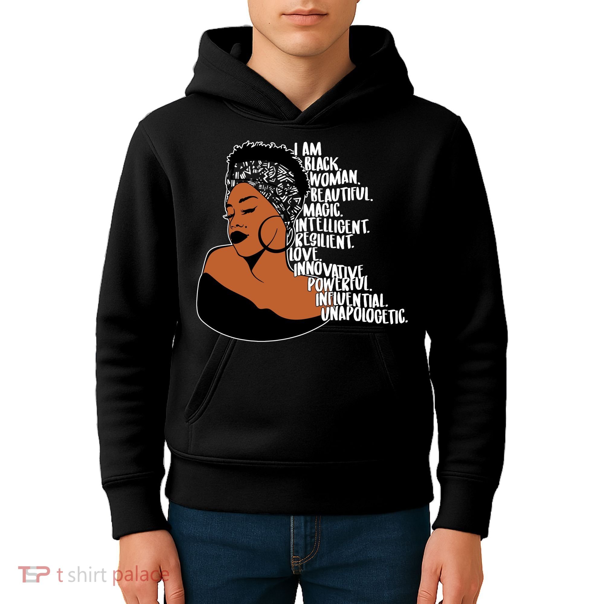 I Am A Proud Black Woman Beautiful Powerful Kids Hoodie
