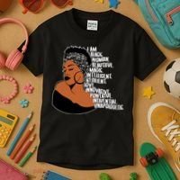 I Am A Proud Black Woman Beautiful Powerful Kids T-Shirt thumb 3