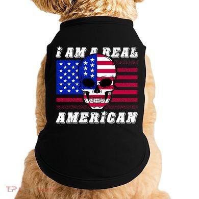 I Am A Real American Skull Flag Doggie Tank
