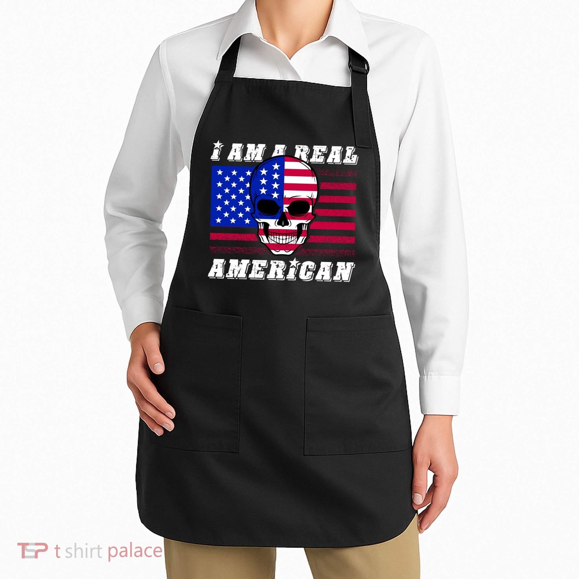 I Am A Real American Skull Flag Apron