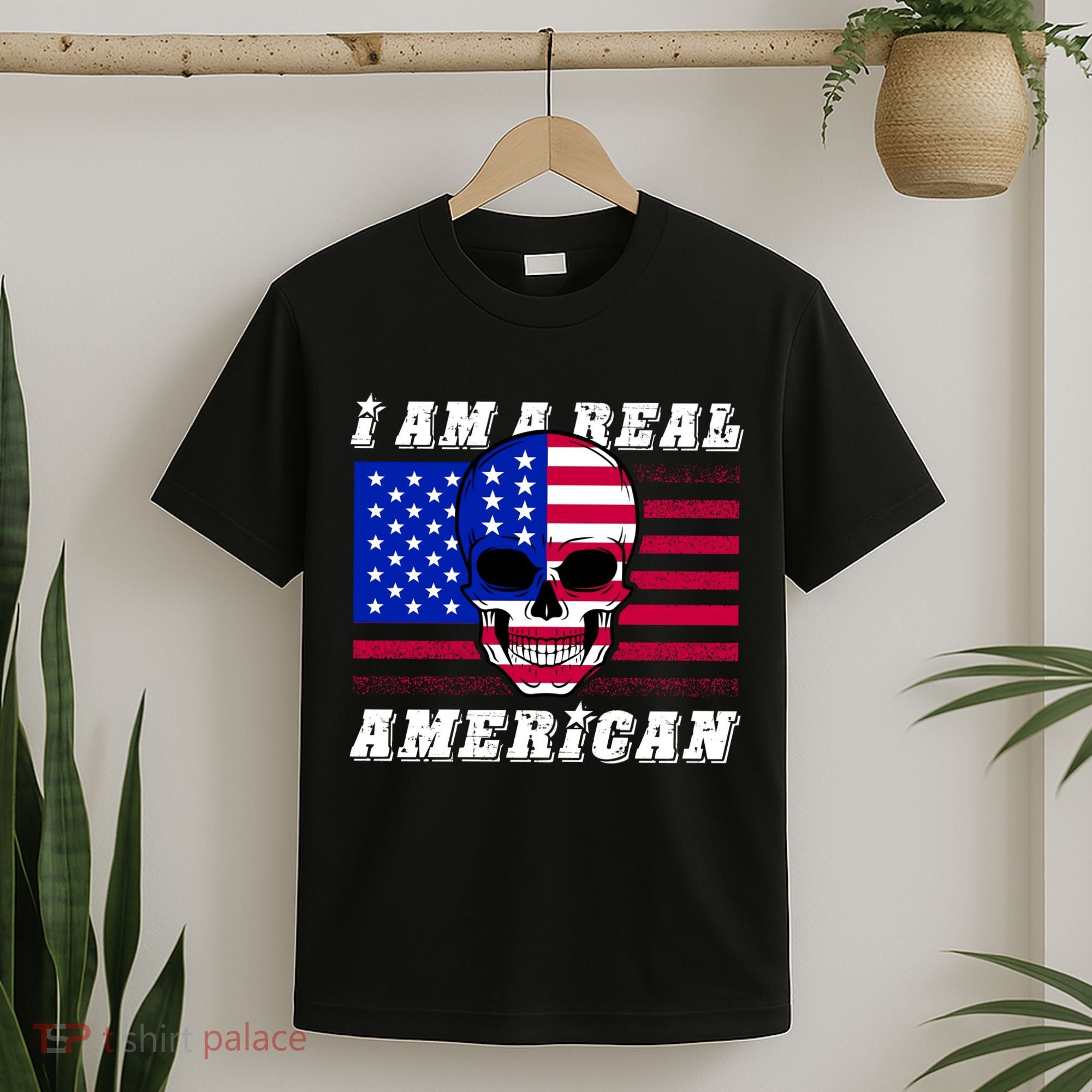 I Am A Real American Skull Flag T-Shirt