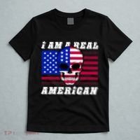 I Am A Real American Skull Flag T-Shirt thumb 5
