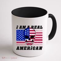 I Am A Real American Skull Flag Coffee Mug thumb 1