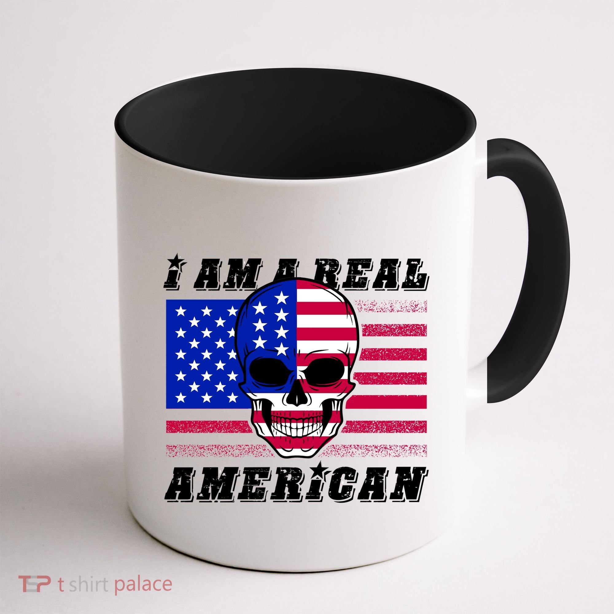 I Am A Real American Skull Flag Coffee Mug