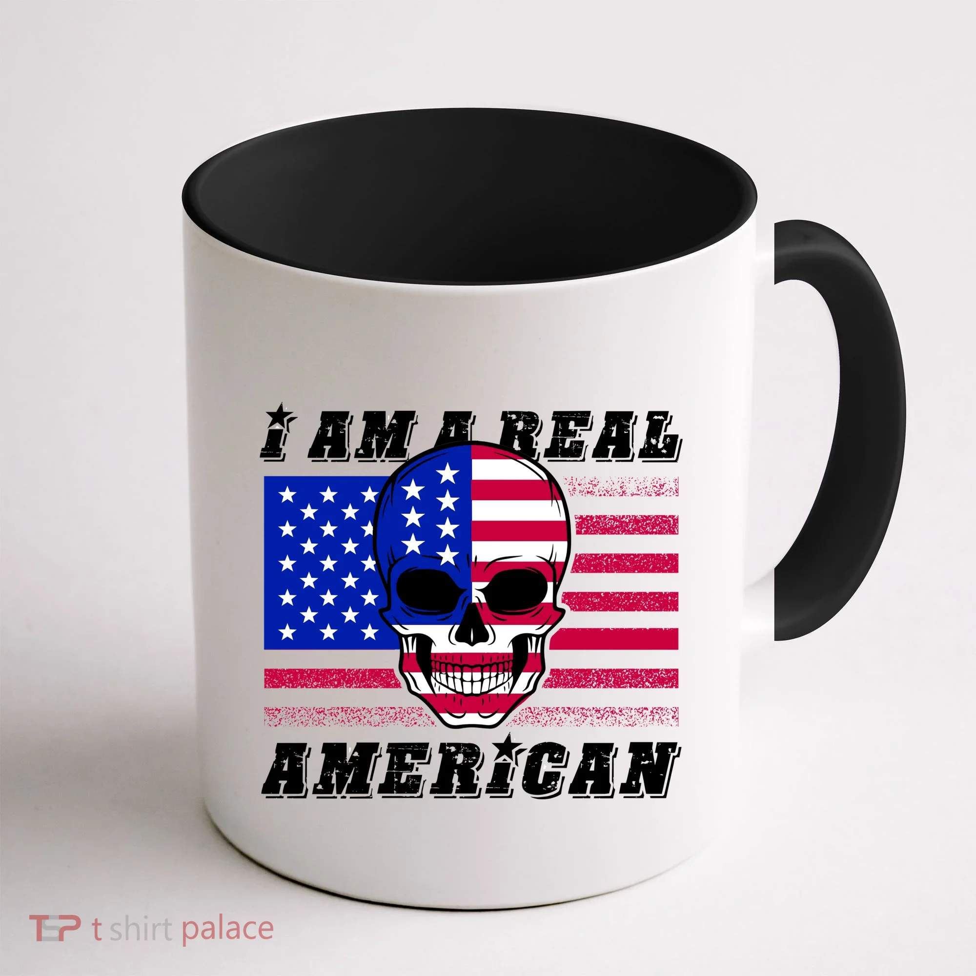 I Am A Real American Skull Flag Coffee Mug