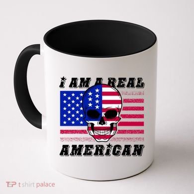 I Am A Real American Skull Flag Coffee Mug