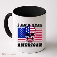 I Am A Real American Skull Flag Coffee Mug thumb 0