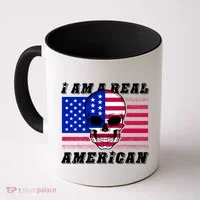 I Am A Real American Skull Flag Coffee Mug thumb 0
