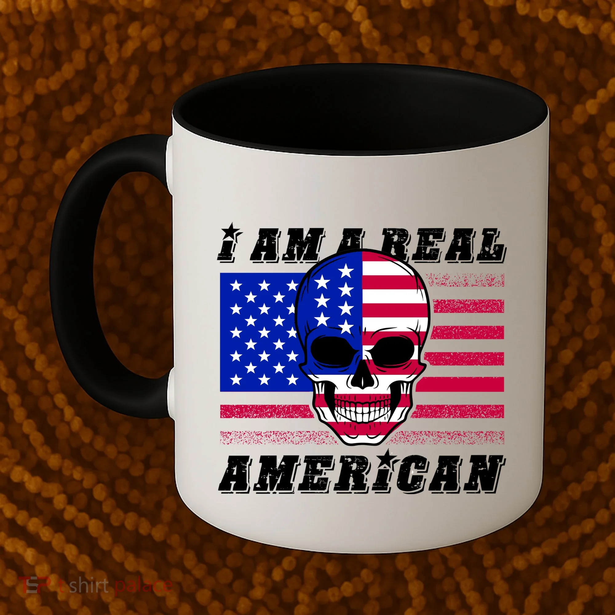 I Am A Real American Skull Flag Coffee Mug
