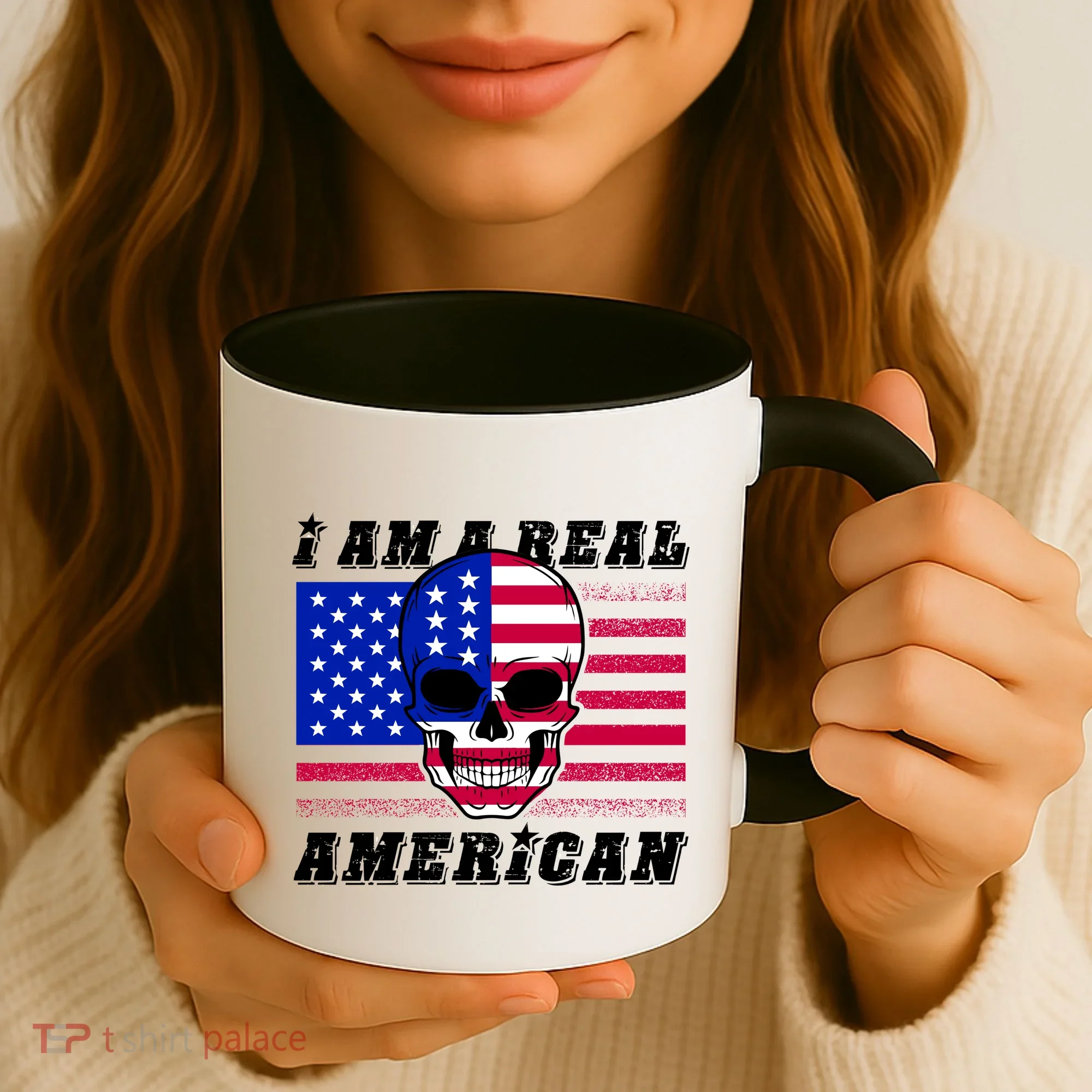 I Am A Real American Skull Flag Coffee Mug