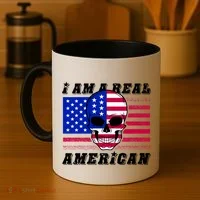 I Am A Real American Skull Flag Coffee Mug thumb 4