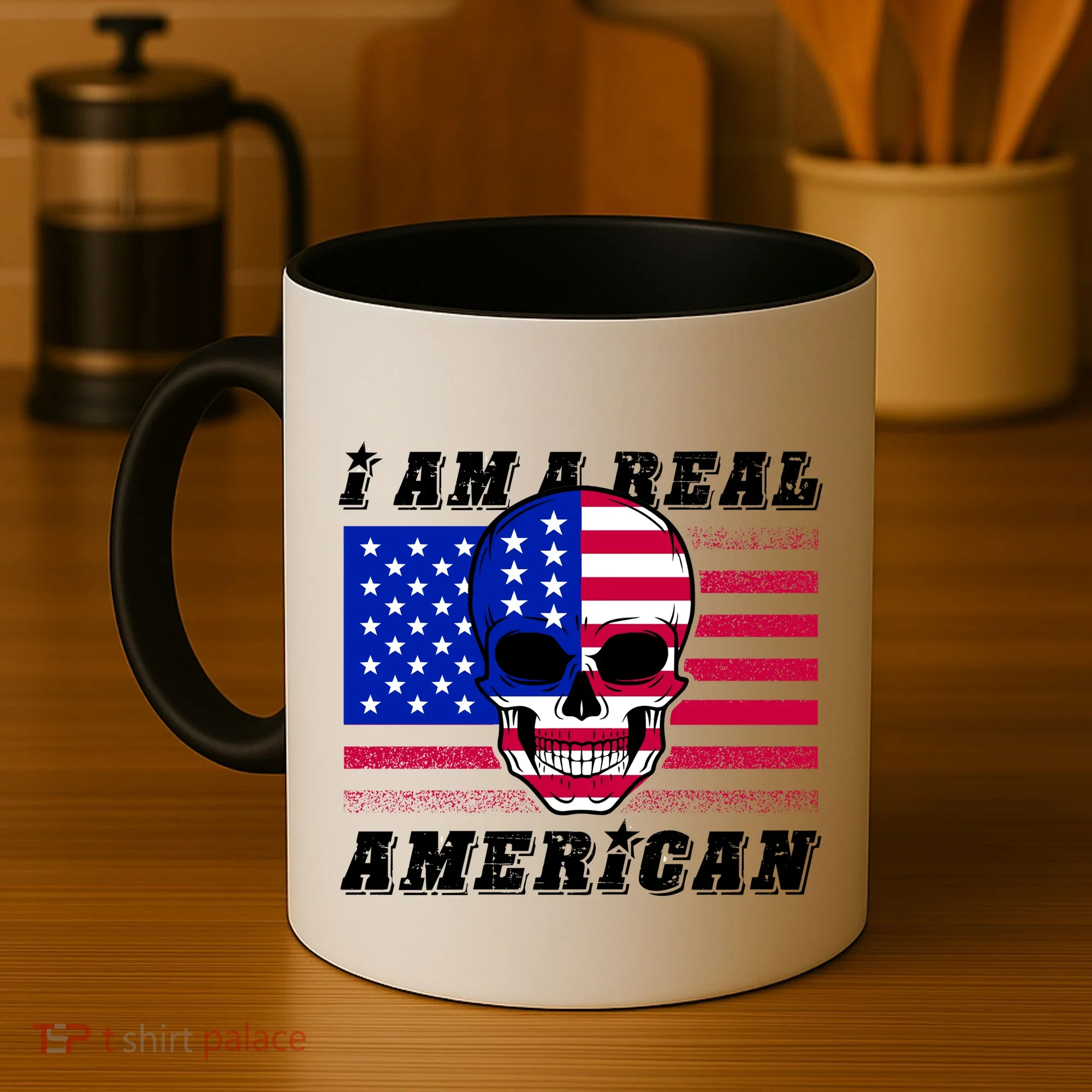 I Am A Real American Skull Flag Coffee Mug