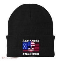 I Am A Real American Skull Flag Beanie thumb 0