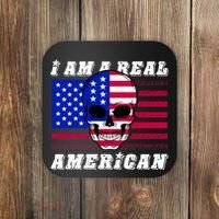 I Am A Real American Skull Flag Coaster thumb 0