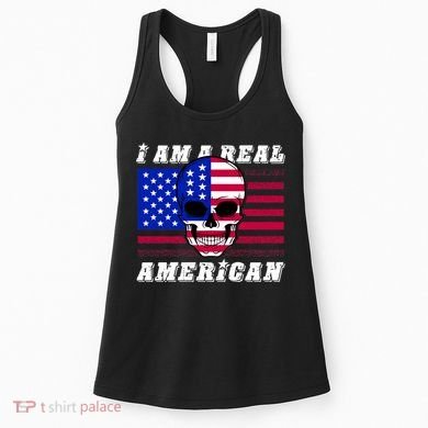 I Am A Real American Skull Flag Women's Tank Top
