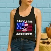 I Am A Real American Skull Flag Women's Tank Top thumb 2
