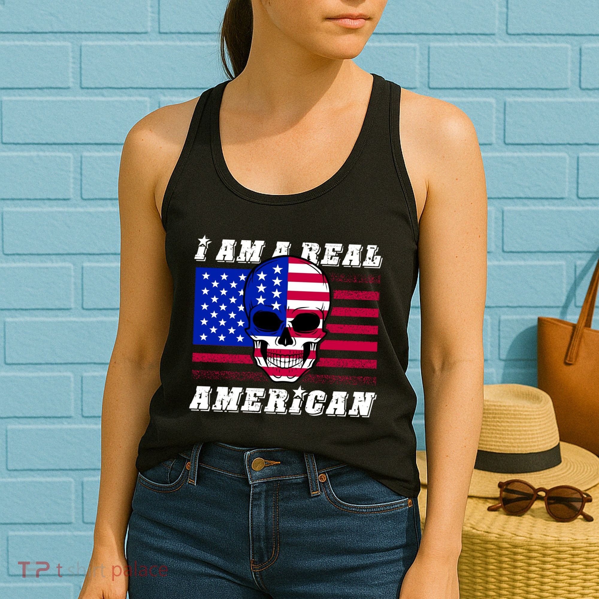 I Am A Real American Skull Flag Women's Tank Top